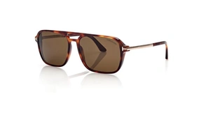 عینک آفتابی مردانه دوپل تام فورد مدل  Crosby - رنگ فریم قهوه ای هاوانا - رنگ عدسی قهوه ای - عکس زاویه سه رخ