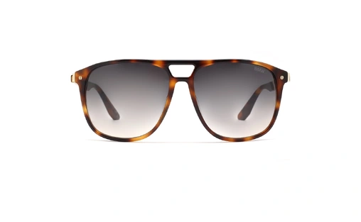 عینک آفتابی مدل خلبانی ب ام و فریم قهوه ای هاوانا و عدسی دودی طیف دار - عکس از زاویه روبرو