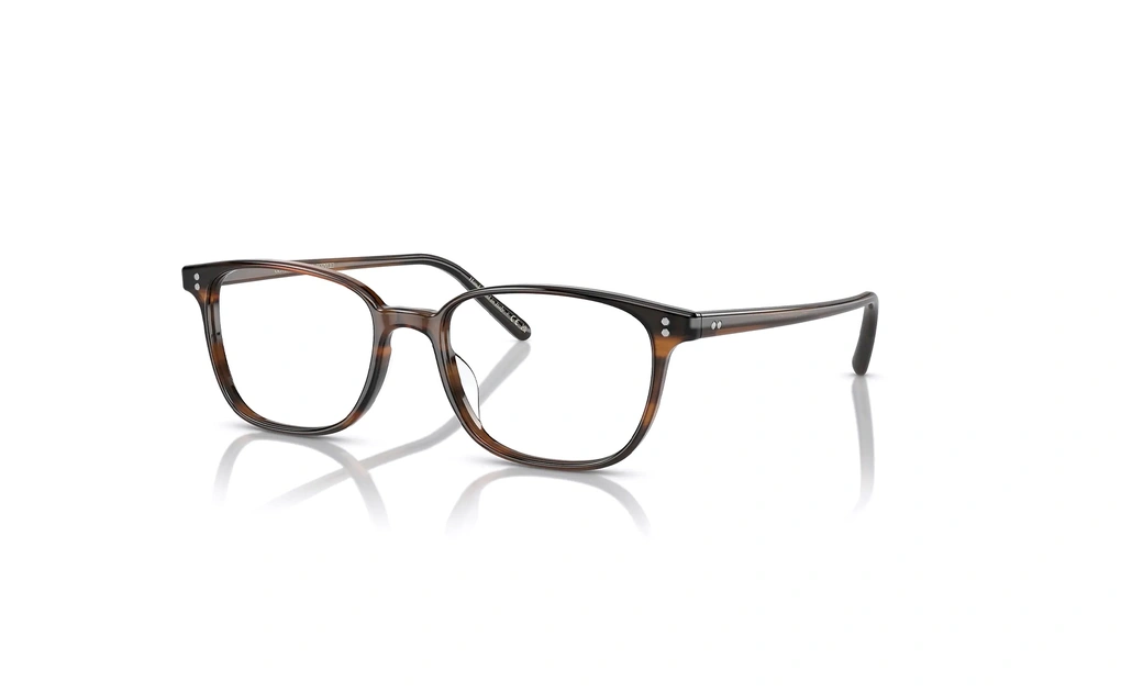 عینک طبی الیور پیپلز فریم کائوچویی مربعی قهوه ای تیره و روشن - عکس از زاویه سه رخ 