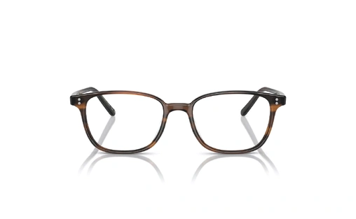 عینک طبی الیور پیپلز فریم کائوچویی مربعی قهوه ای تیره و روشن - عکس از زاویه روبرو