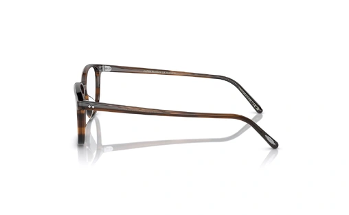 عینک طبی الیور پیپلز فریم کائوچویی مربعی قهوه ای تیره و روشن - عکس از زاویه کنار
