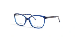 عینک طبی بچگانه سنترواستایل فریم کائوچویی شبه گربه ای رنگ آبی دسته ها هاوانا - عکس از زاویه سه رخ 