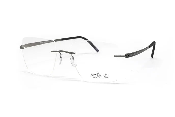 عینک طبی گریف سیلوئت رنگ نقره‌ای نوک مدادی - زاویه سه‌رخ