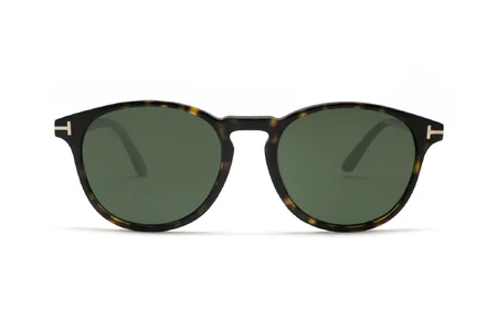 عینک آفتابی گرد تام فورد مدل TF1097 با بدنه قهوه‌ای هاوانا و عدسی سبز - زاویه روبرو