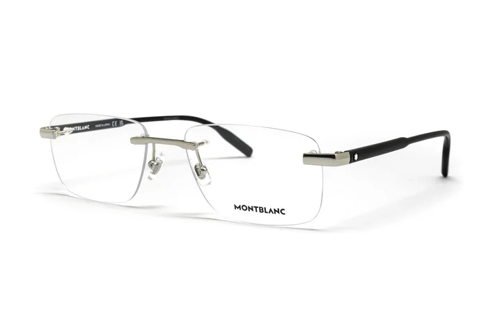 عینک طبی گریف مون بلان رنگ نقره‌ای با دسته مشکی - زاویه سه‌رخ