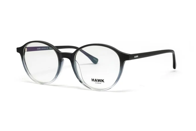 عینک طبی هاوک فریم کائوچویی گرد مشکی - عکس از زاویه سه رخ
