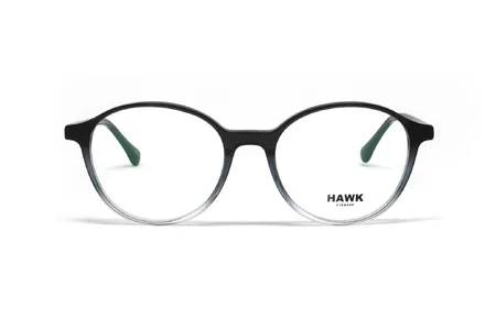 عینک طبی هاوک فریم کائوچویی گرد مشکی - عکس از زاویه نیم رخ