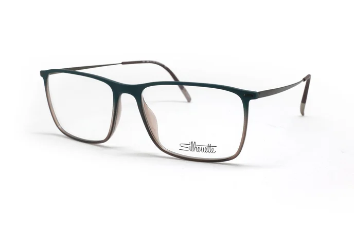 عینک طبی کائوچویی سیلوئت بدنه قهوه ای سبز آبی - زاویه سه رخ