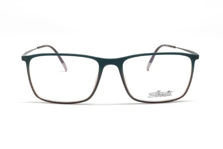 عینک طبی کائوچویی سیلوئت بدنه قهوه ای سبز آبی - زاویه روبرو